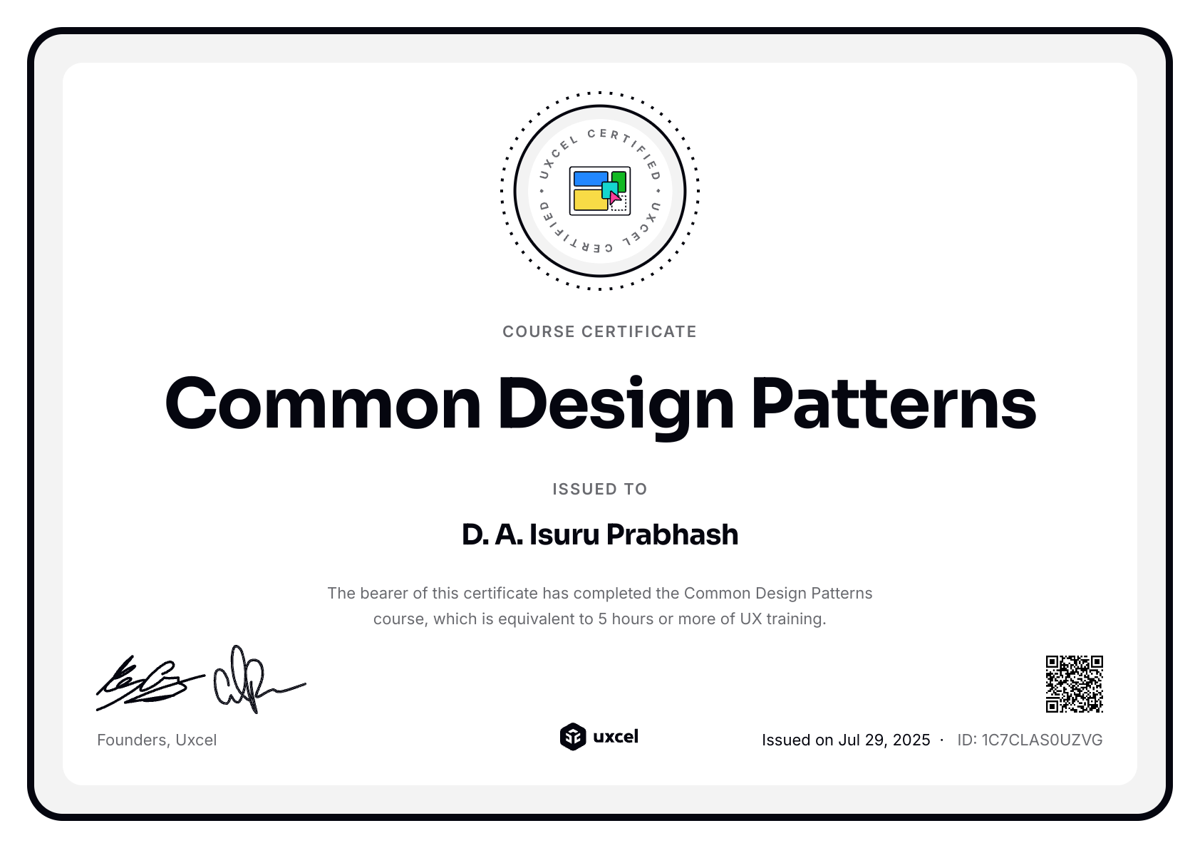 D. A. Isuru Prabhash's certificate